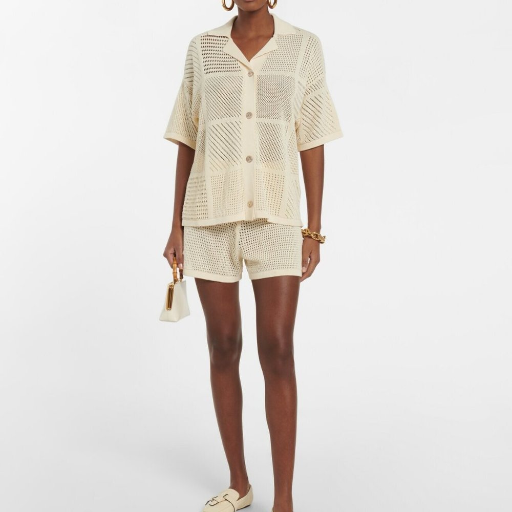 Nanushka Talissa Crochet Shirt (XXS) & Shorts (XS) Set